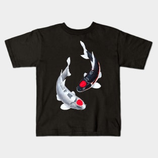 Koi Fish Tancho Black White Kids T-Shirt